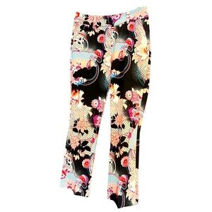 RAFFAELLO ROSSI size 34 NWOT sz 4 Dora Crop Flare Pants with Bold Floral Design